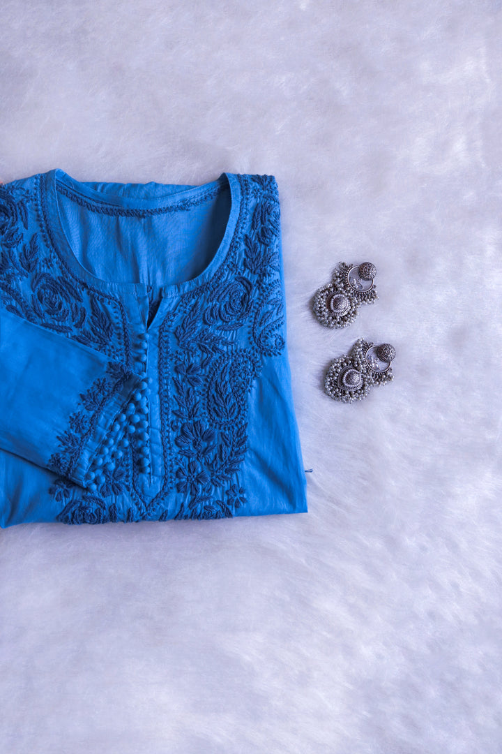 Gul Ice Blue Cotton Kurta