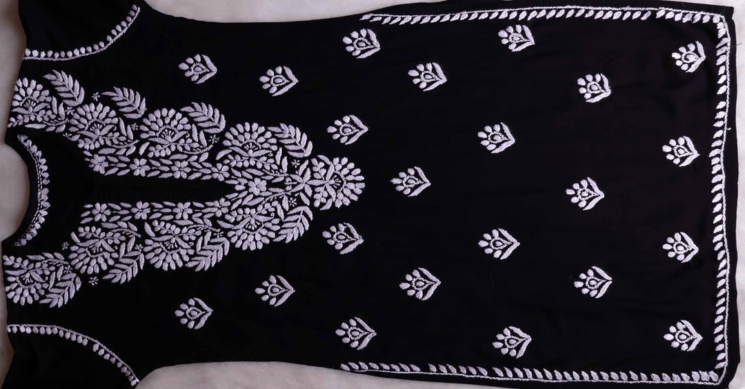 Rahaa Black Long Rayon kurta