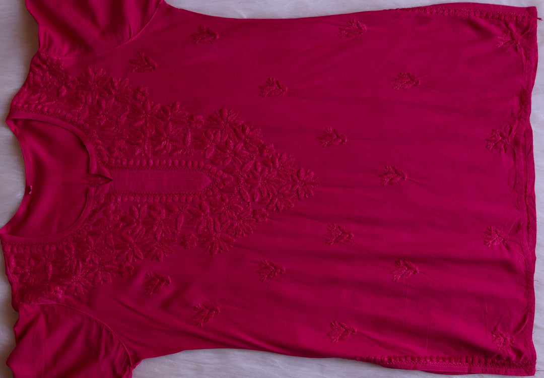 Nora Deep Pink Short Rayon Kurta