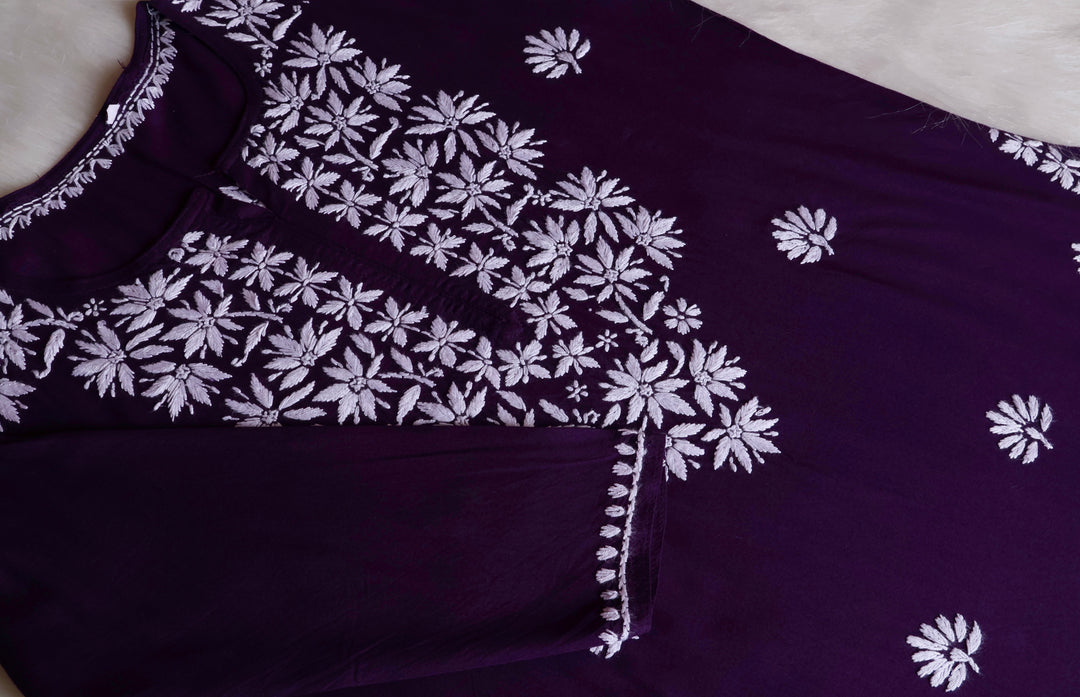 Haala Deep Purple Long Rayon Kurta
