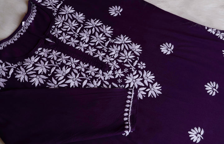 Haala Deep Purple Long Rayon Kurta