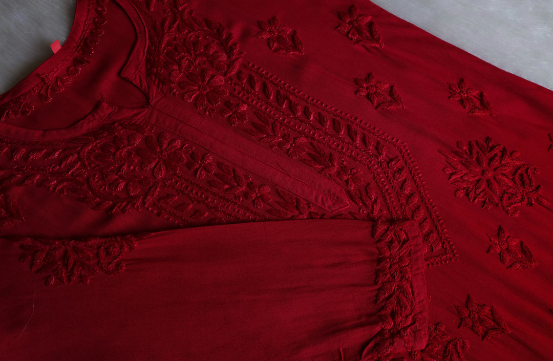 Nagma Maroon 2 piece Rayon set