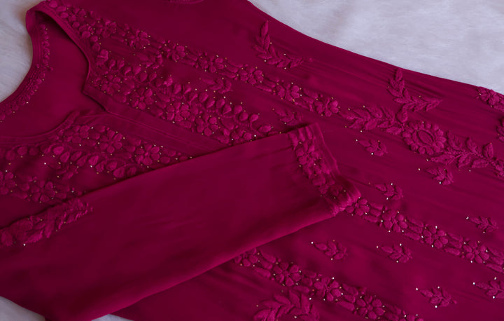 Zamda Deep Pink Viscose Georgette Kurta