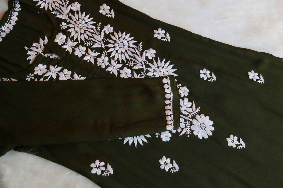 Haya Olive Green Long Rayon kurta