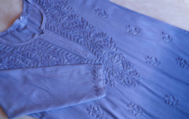 Amirah Ice Blue Ombre Long Rayon Kurta