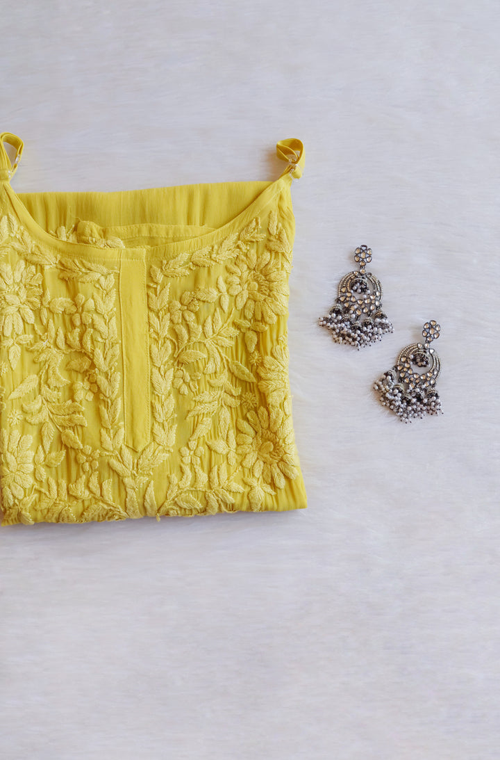 Hana Mustard Long Viscose Noodle Strap Kurta