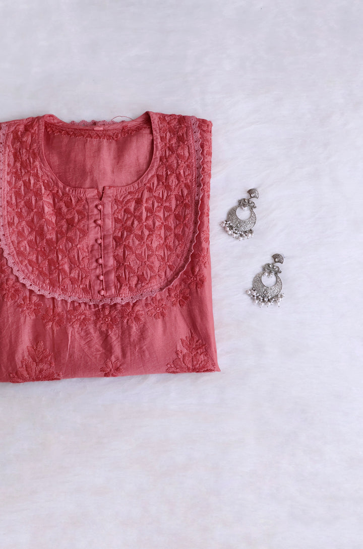 Jannat Rose Brown Short Chanderi Kurta