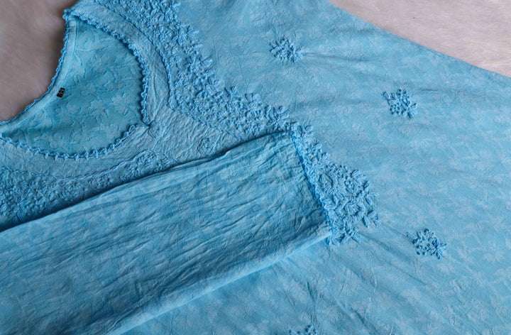 Aaliyah Sky Blue Long Jacquard Cotton