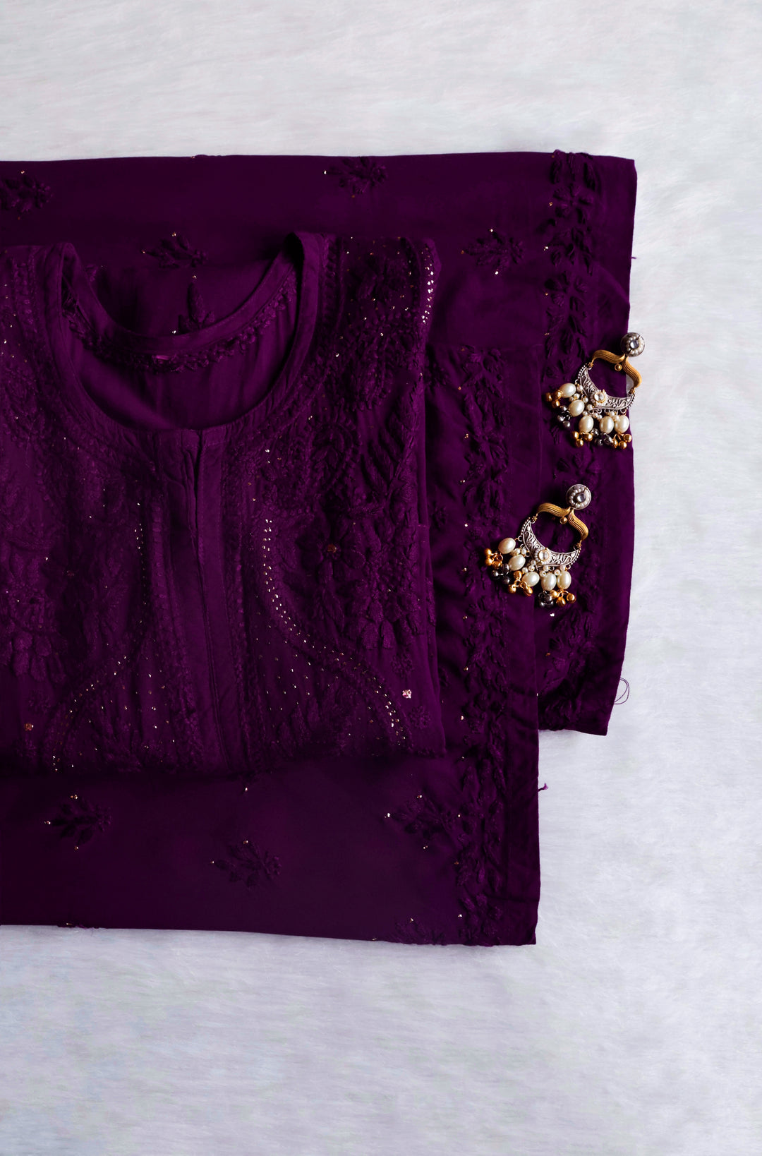 Naida Purple 2 piece Rayon Mukaish set