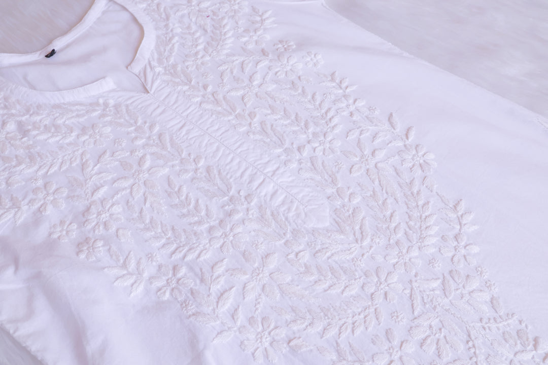 Raheema White Long Cotton kurta