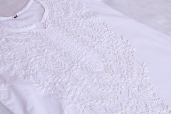 Raheema White Long Cotton kurta