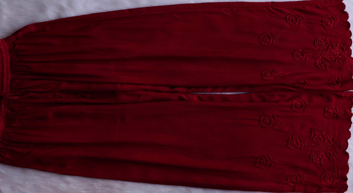 Gul Maroon Scalloped Rayon set