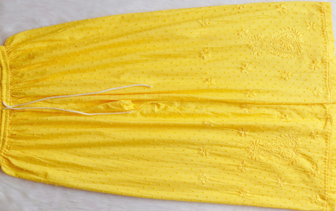 Nazakat Lemon Yellow 3 Piece Cotton Kurta set