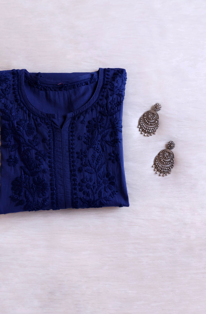 Anahira Royal Blue Cotton Kurta