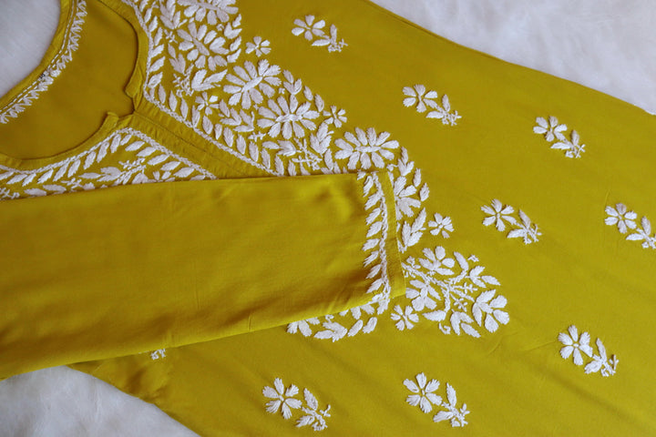 Aayat Lime Green Long Rayon kurta