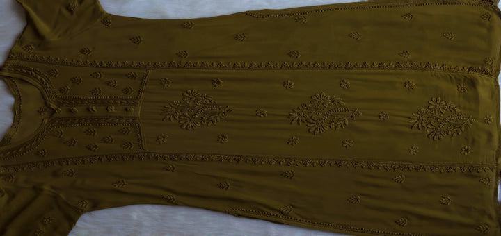 Duaa Olive Green Viscose Georgette Kurta