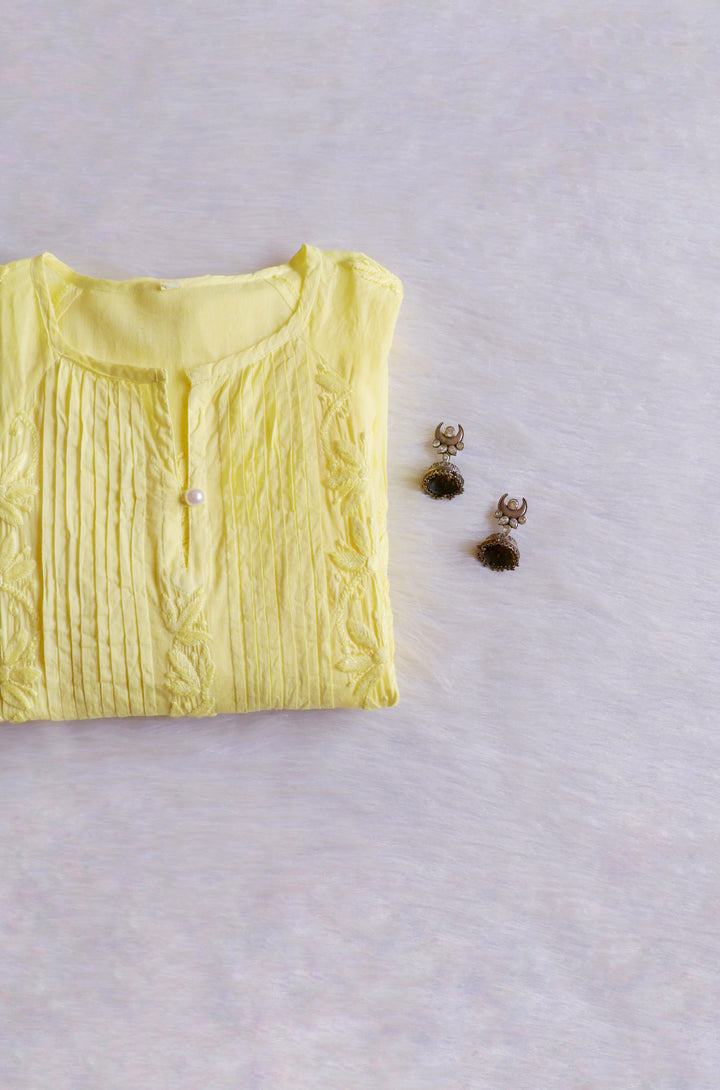 Noor Yellow Pure Cotton Midi Dress