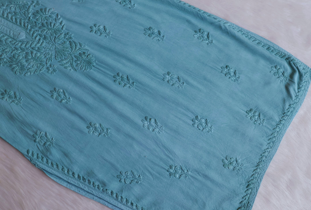 Amirah Sea Blue Ombre Long Rayon Kurta