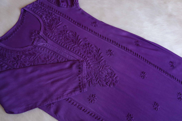 Zainab Purple Ombre Long Rayon Kurta