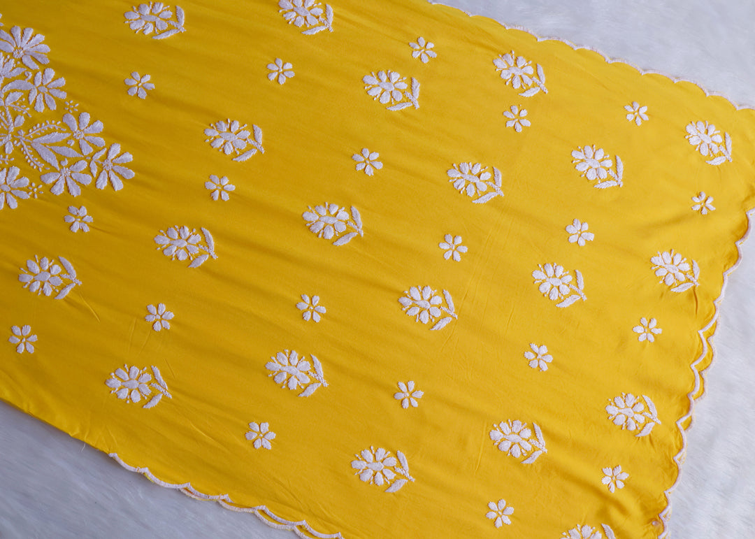 Maisha Yellow Scalloped Long Rayon Kurta