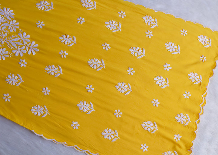 Maisha Yellow Scalloped Long Rayon Kurta