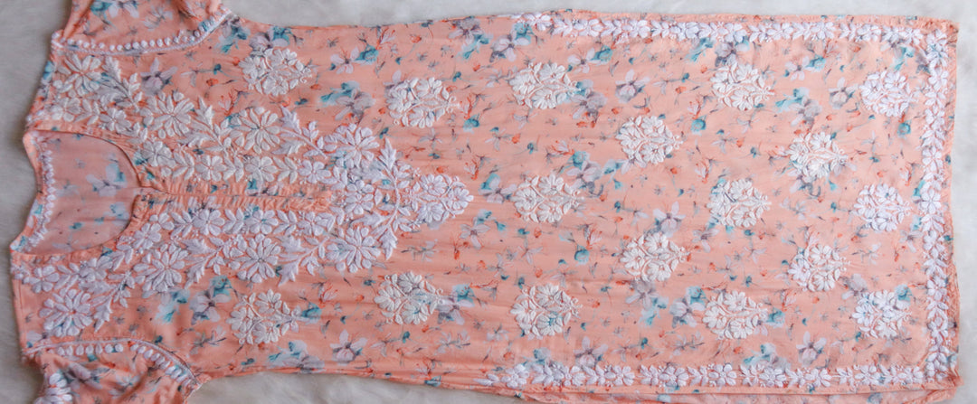 Dahlia Peach Pure Mulmul set