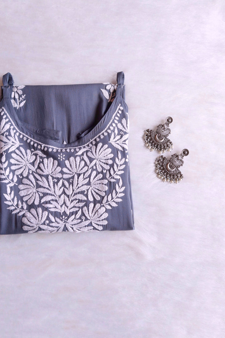 Mirha Grey Sleeveless Rayon Kurta