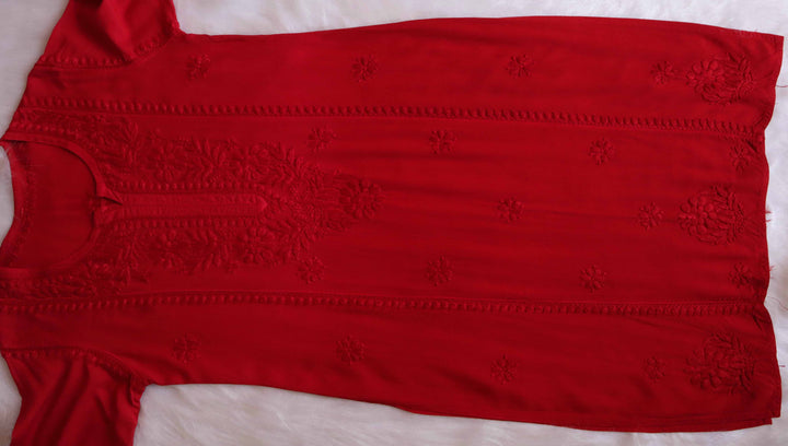 Zainab Red Ombre Long Rayon Kurta