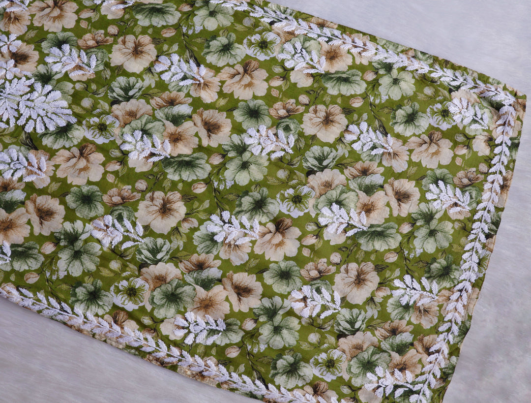 Aleha Olive Green Pure Mulmul set
