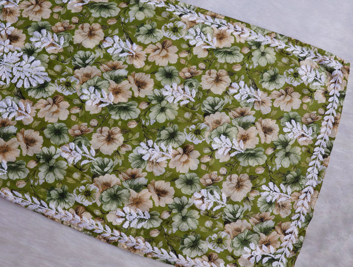 Aleha Olive Green Pure Mulmul set