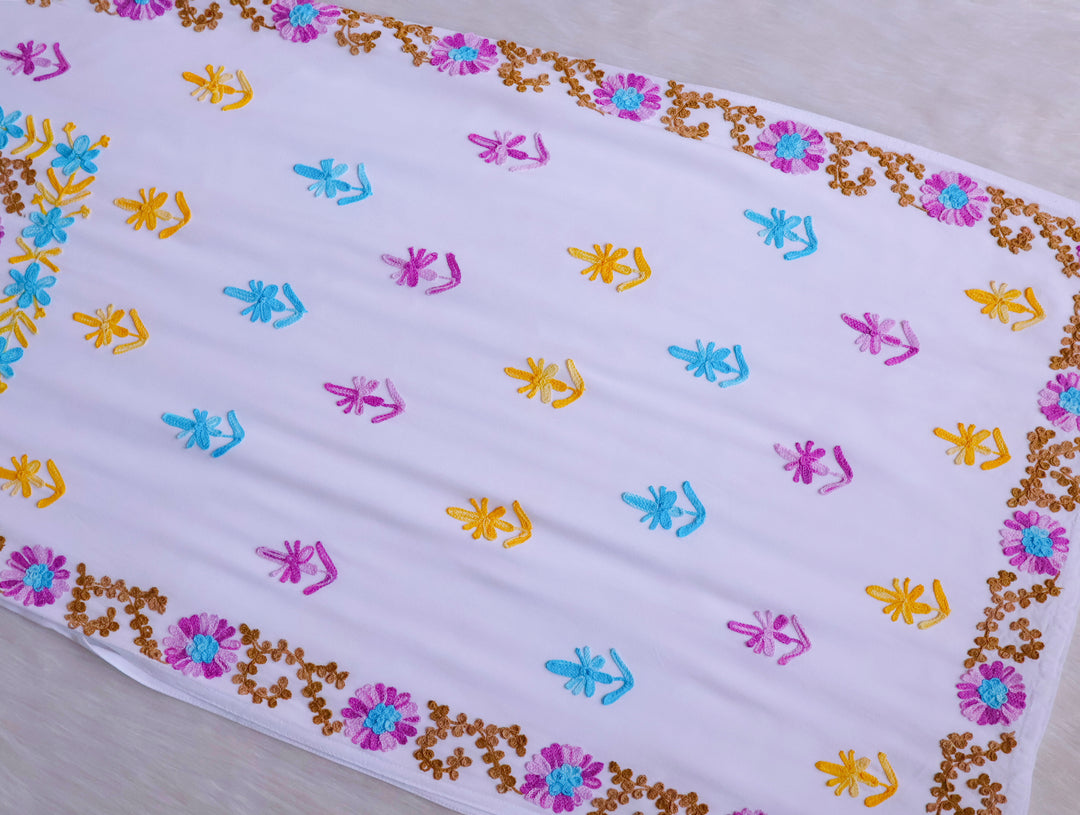 Anah White & Blue Purple Rayon Kurta Pant set