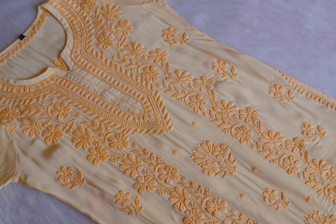 Haya Yellow Pure Crepe Kurta