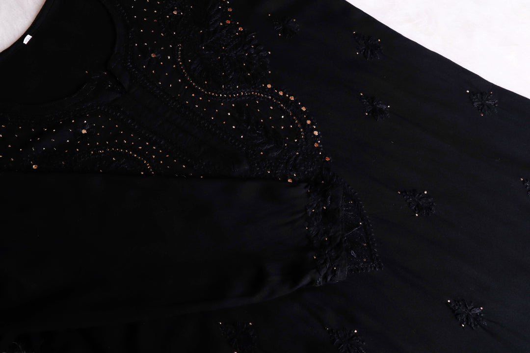 Naida Black 2 piece Rayon Mukaish set