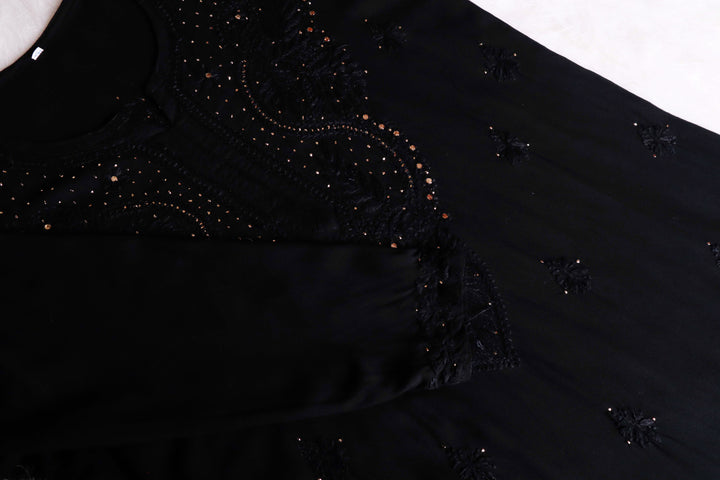 Naida Black 2 piece Rayon Mukaish set