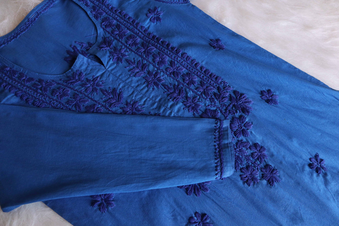 Zaira Royal Blue Long Cotton kurta