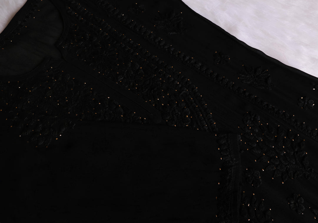 Hoor Black Viscose Georgette Kurta