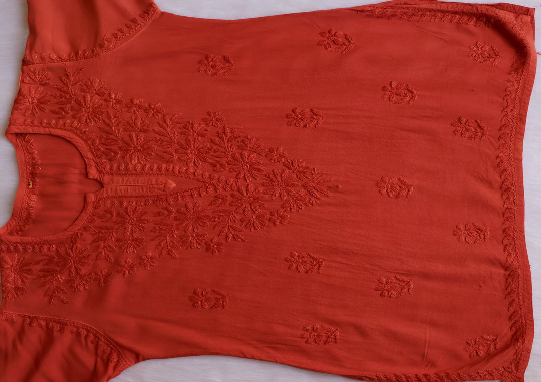 Aliyah Rust Short Rayon Kurta