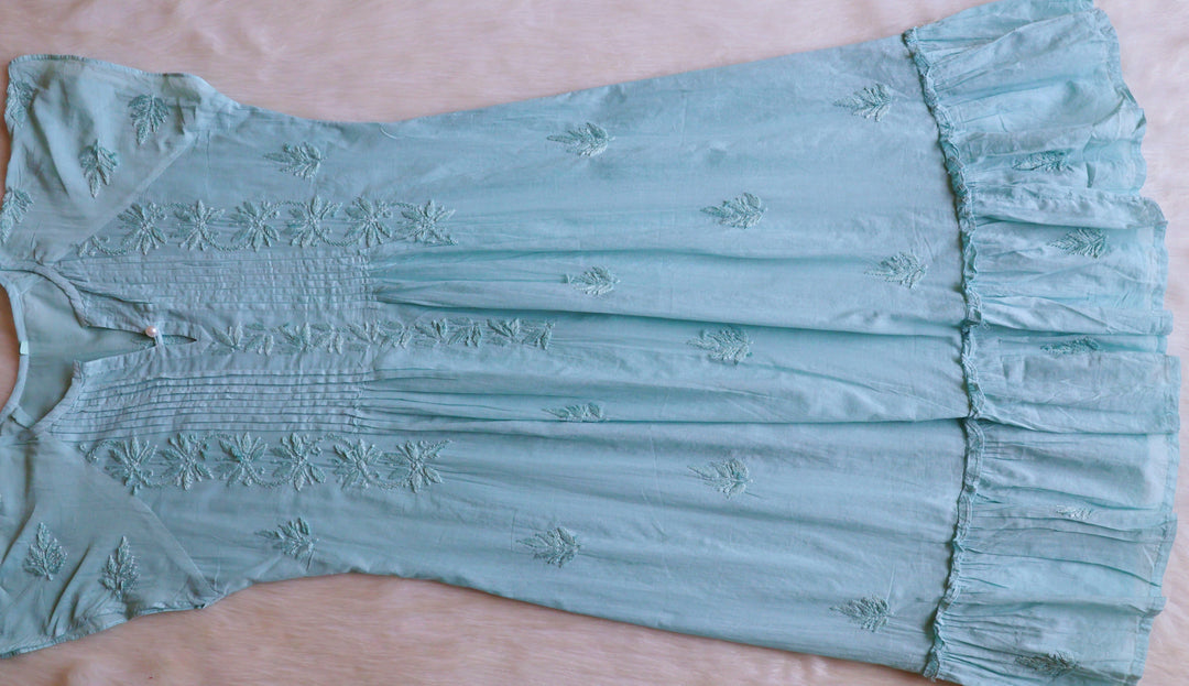 Noor Sea Blue Pure Cotton Midi Dress