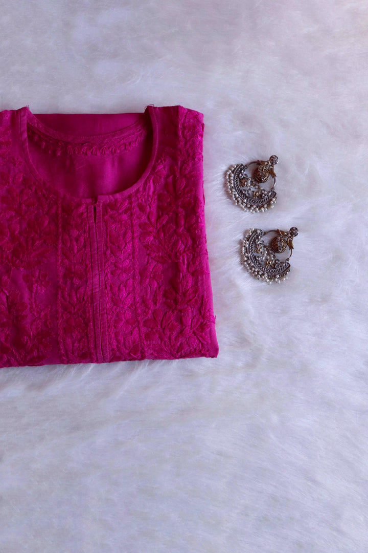 Hoor Deep Pink Chanderi Kurta