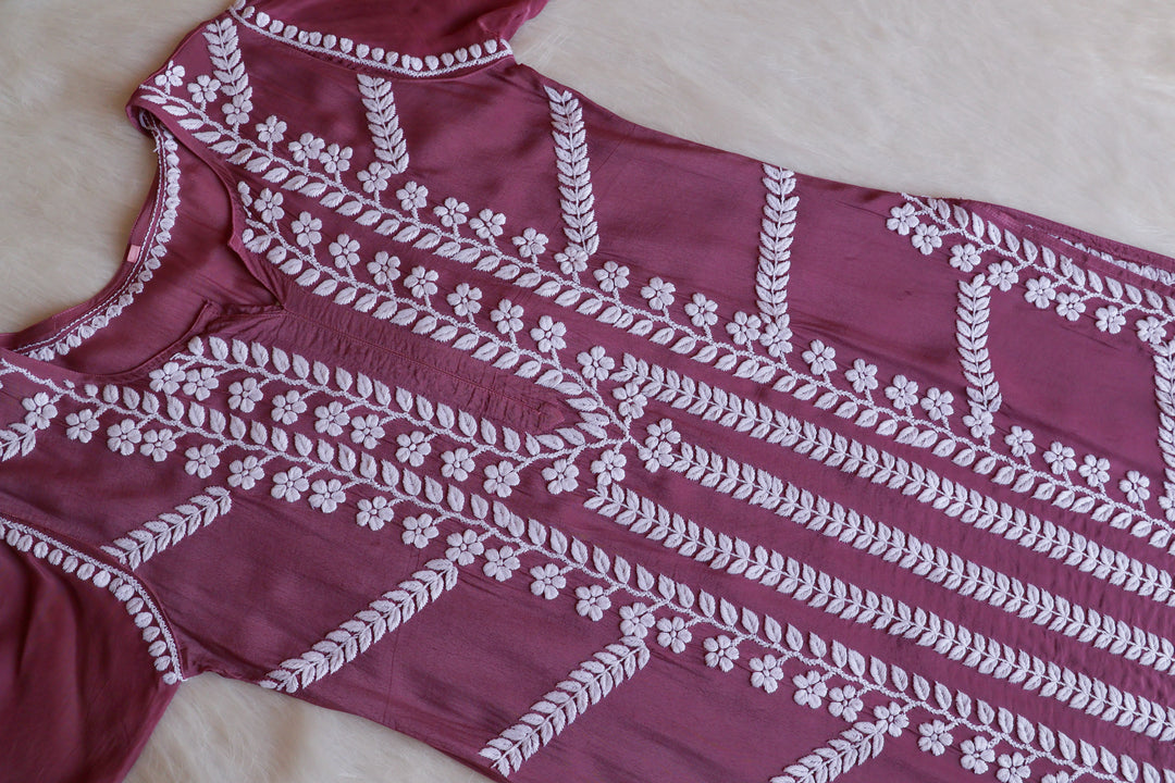 Hanaa Dusty Purple Crepe Silk Kurta