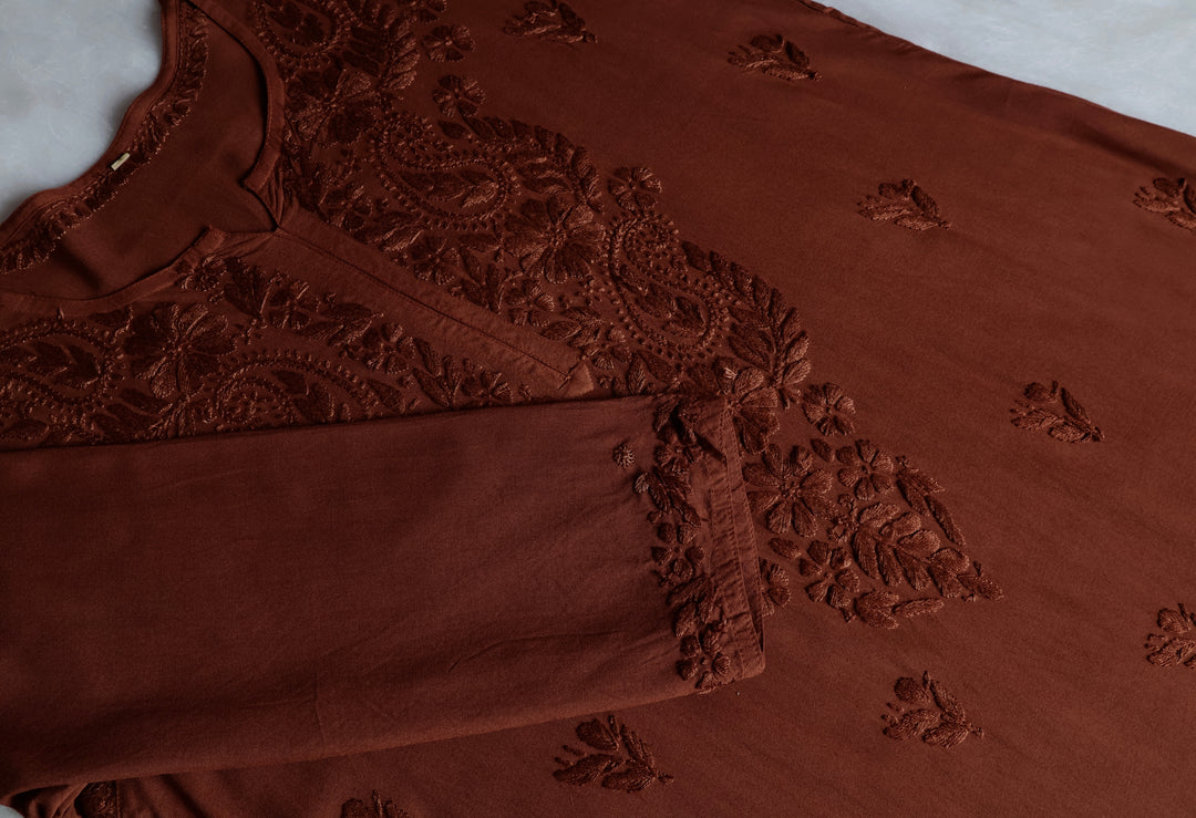 Zahrah Mocha Brown Ombre Long Rayon Kurta