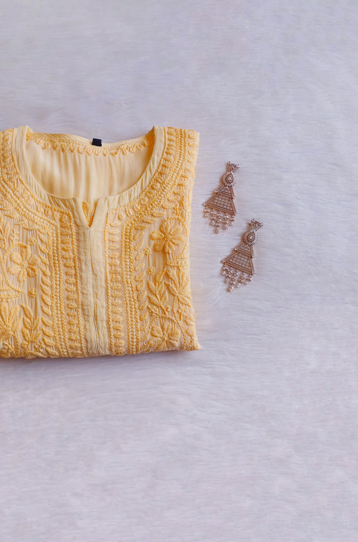 Haya Yellow Pure Crepe Kurta