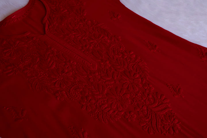 Zahrah Red Ombre Long Rayon Kurta