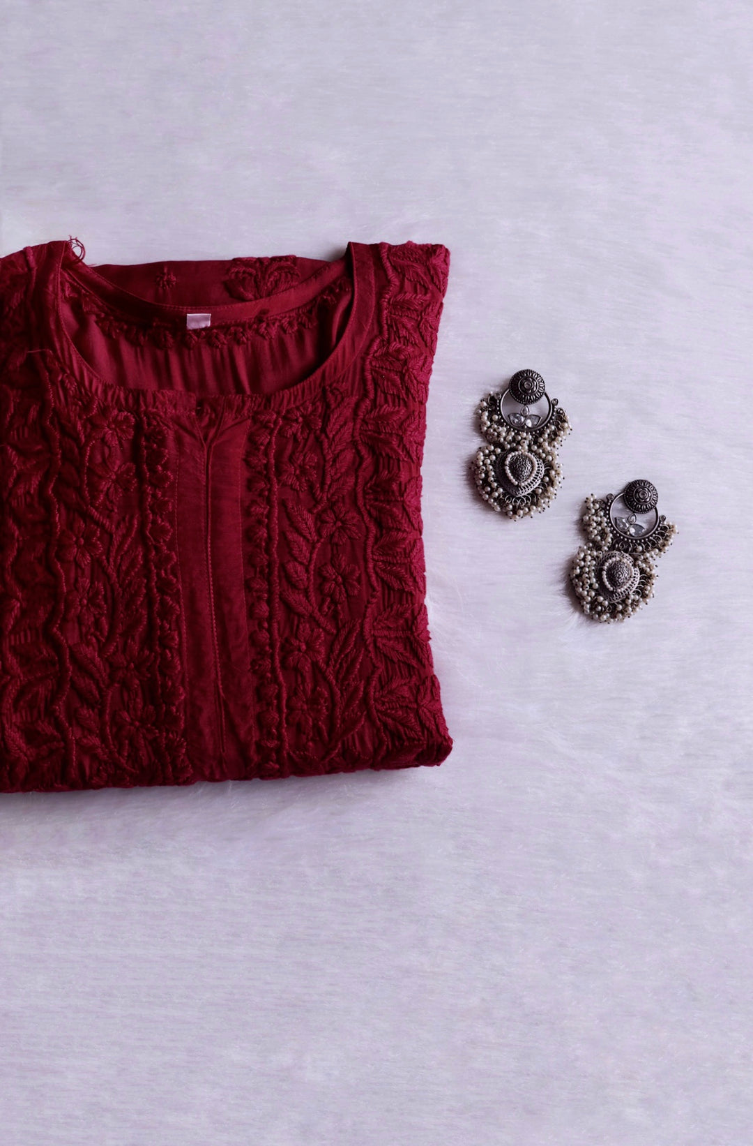 MehrNaaz Plum Pure Muslin Kurta