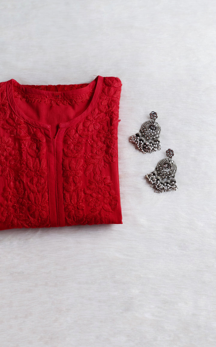 Sarah Red Long Ombre Rayon Kurta