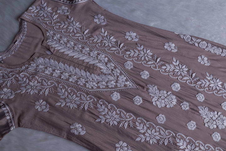 Zargul Grey Premium Chanderi Silk Kurta