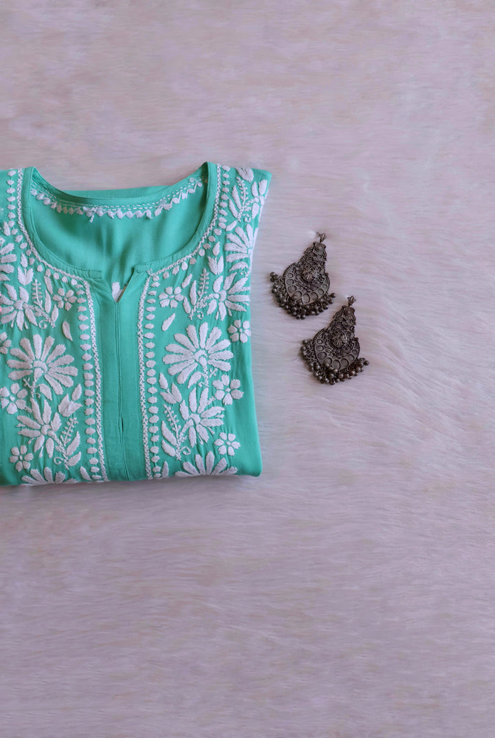 Duaa Mint Green Long Rayon kurta