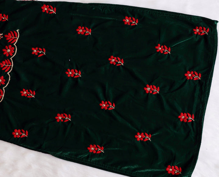 Makhmali Deep Green Pure Velvet set