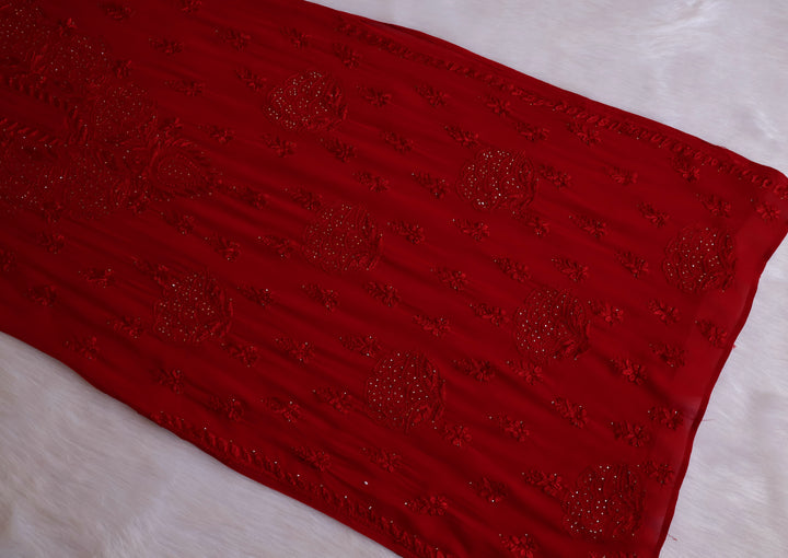 Hanaa Deep Red Viscose Georgette Kurta