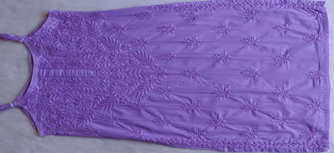 Noor Lavender Sleeveless Pure Cotton Long Kurta